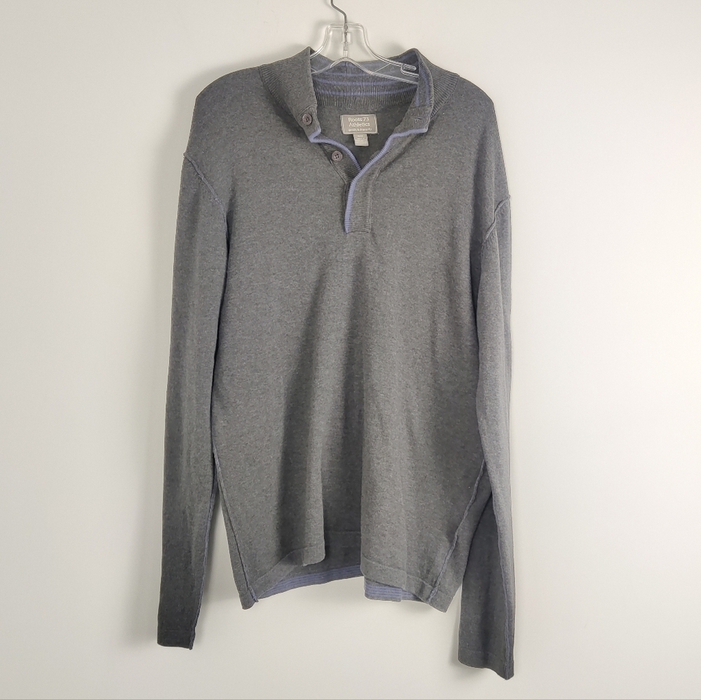 Roots 73 Men's Gray Thermal Henley Long Sleeve Shirt, Size Medium Gorpcore
